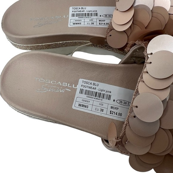 Tosca Blue Studio Light Pink Round Tassel Platform Rhinestone Slides 8 - Picture 3 of 7